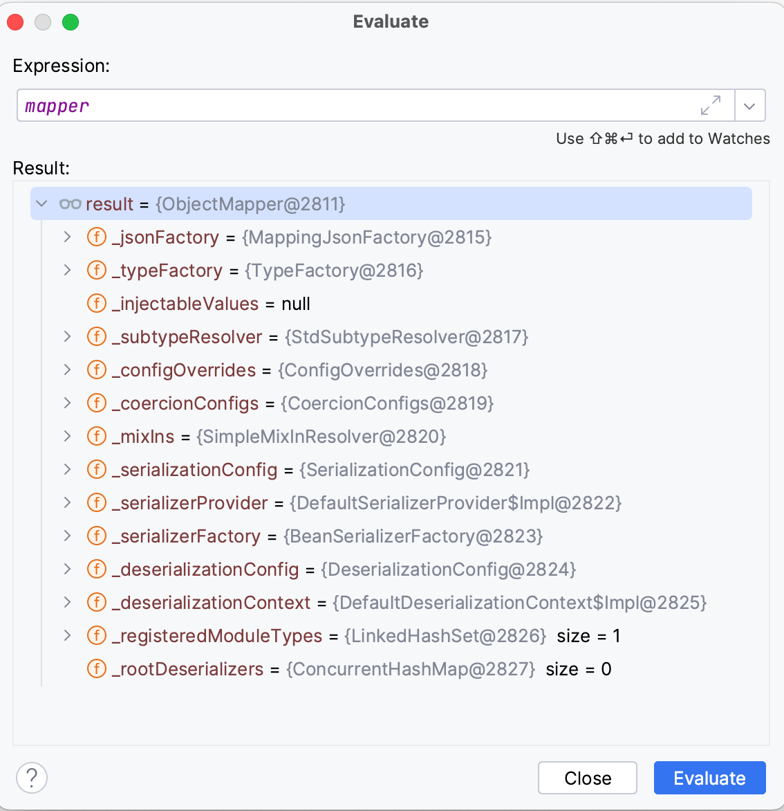 object mapper inernal state